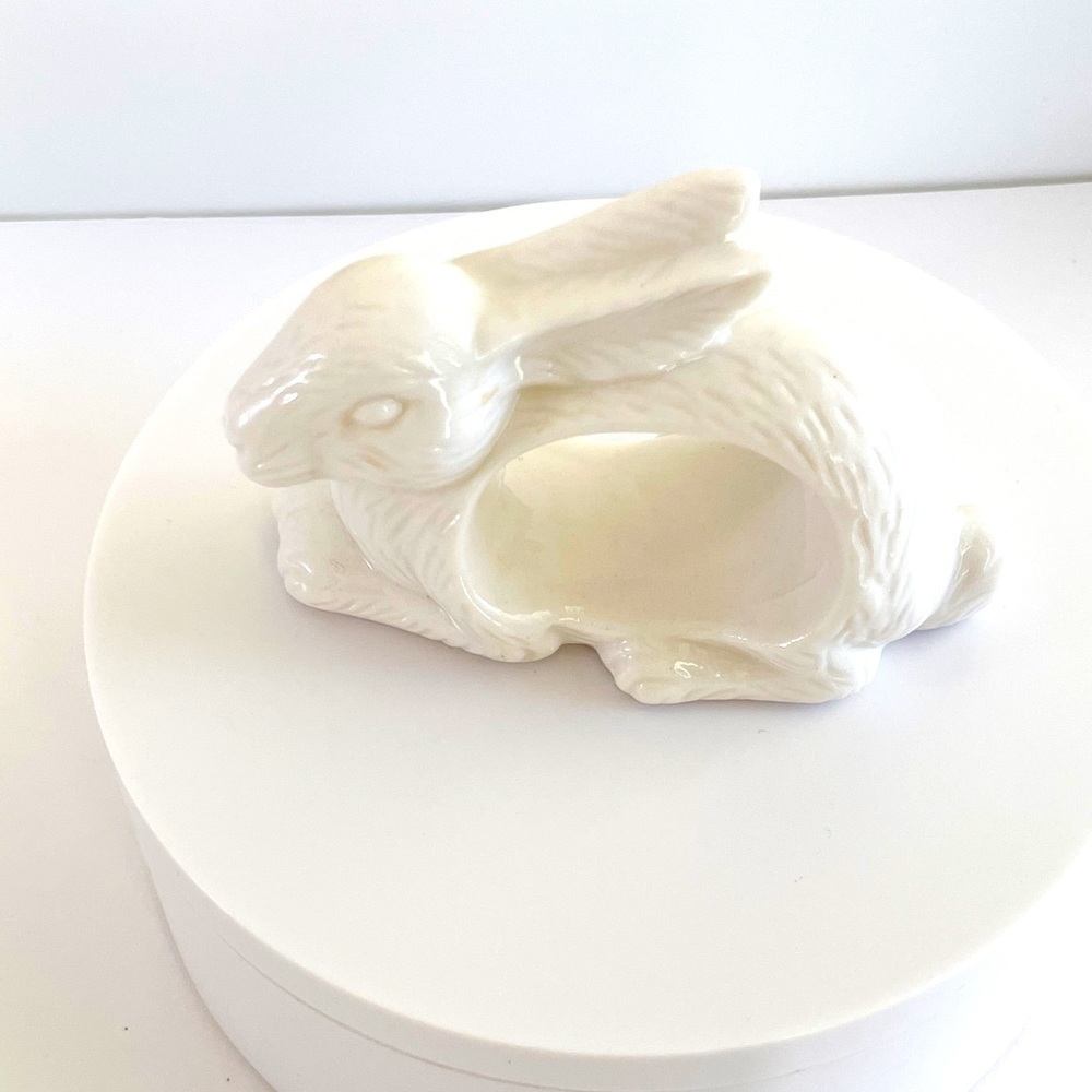 Vintage Shafford White Porcelain Bunny Napkin Holders Set- 4 Easter Cottagecore - Picture 2 of 8